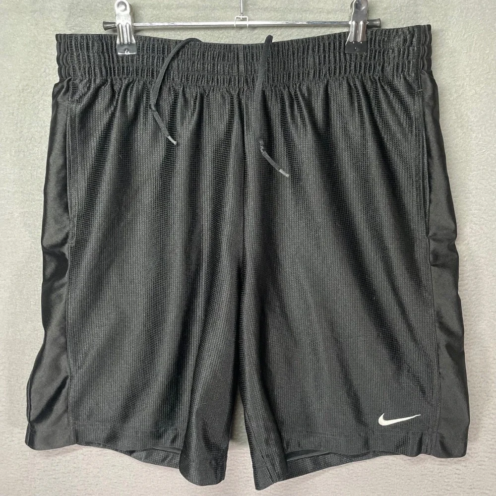 Nike Basketball Shorts Mens Medium Black Mesh Athletic Gym Pockets Shine Glam